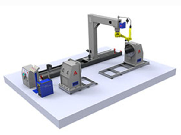 行走式头尾架8轴倒挂机器人工作站